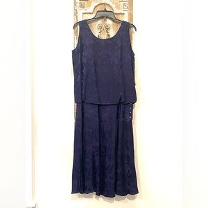 NWT Vintage ARGENTI NOTTE 💯 Percent Silk Navy Blue Floral Drape Back Dress (10)